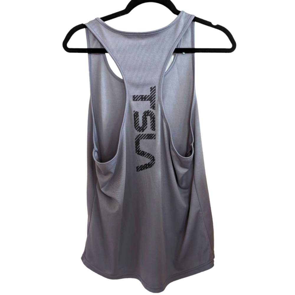 TSLA Gray Spellout Racerback Tank Top Size M EUC